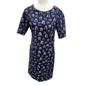 Boden Iona Chit Chat Button Detail Sheath Dress Women's Size 4L Blue